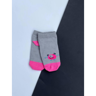 Шкарпетки дитячі на дівчинку короткі на літо монстрик  ⁇  Прикольні дитячі шкарпетки літні Сірий + рожевий, 14-16 - Інтернет-магазин спільних покупок ToGether