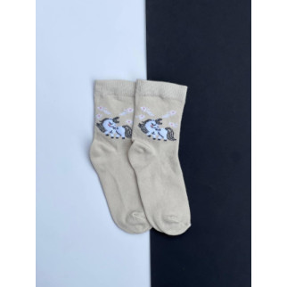 Дитячі високі шкарпетки для дівчинки з єдинорогом  ⁇  Шкарпетки з принтом для дівчинки Бежевий, 14-16 - Інтернет-магазин спільних покупок ToGether