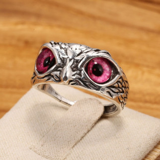Каблучка у вигляді Сокола або Сови з яскравими рожевими очима розмір регульований - Інтернет-магазин спільних покупок ToGether
