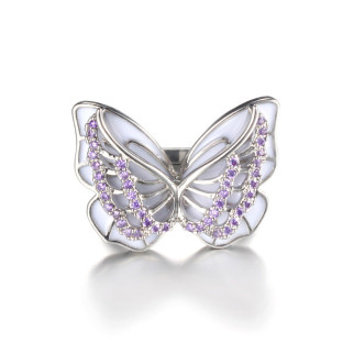 Красива жіноча каблучка з білим метеликом, креативне красиве кільце у вигляді метелика з цирконом, розмір 18 - Інтернет-магазин спільних покупок ToGether