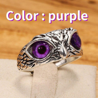 Каблучка у вигляді Сокола або Сови з яскравими фіолетовими очима розмір регульований - Інтернет-магазин спільних покупок ToGether