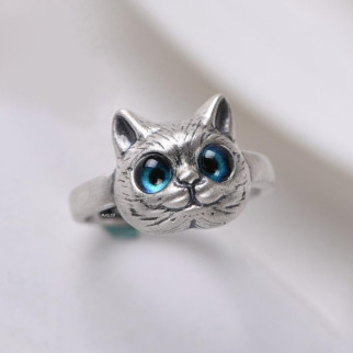 Каблучка жіноча кіт із синіми очима Чарівна Каблучка з Магією Котів розмір регульований - Інтернет-магазин спільних покупок ToGether