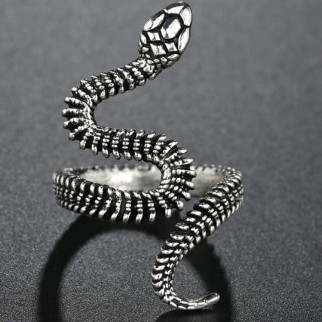 Каблучка у формі срібної шипастої змії символ - смерть і відродження розмір регульований - Інтернет-магазин спільних покупок ToGether
