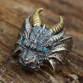 Модне чоловіче кільце у вигляді дракона з синіми очима, дракон кільце символ влади, регульований - Інтернет-магазин спільних покупок ToGether