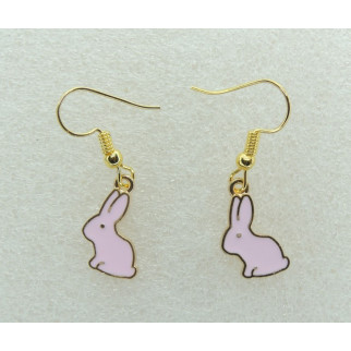 Сережки Liresmina Jewelry сережки гачок (петля) Рожевий Кролик емаль 3.3 см золотисті довгі сережки - Інтернет-магазин спільних покупок ToGether