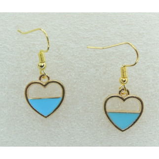 Сережки Liresmina Jewelry сережки гачок (петля) Серце блакитної крові емаль 3.3 см золотисті довгі сережки - Інтернет-магазин спільних покупок ToGether