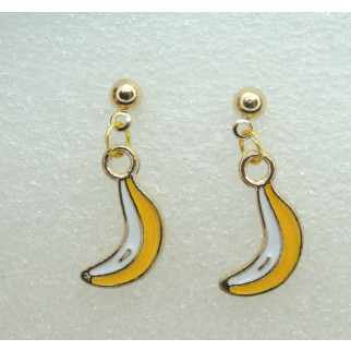 Сережки Liresmina Jewelry сережки-гвоздики цвяшки (пусети) Бананчики емаль 2.3см золотисті - Інтернет-магазин спільних покупок ToGether