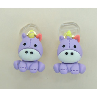 Сережки кліпси дитячі для вух без пробивання фіолетовий Єдиноріг - Інтернет-магазин спільних покупок ToGether