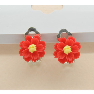 Сережки кліпси дитячі для вух без пробивання квітка Червона Хризантема - Інтернет-магазин спільних покупок ToGether