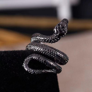 Чоловіча каблучка у вигляді змії скандинавська каблучка перстень чорна змія  розмір регульований - Інтернет-магазин спільних покупок ToGether