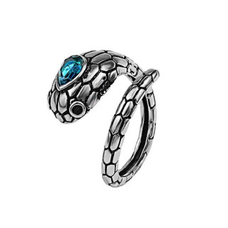 Каблучка у вигляді змії срібляста змія з синім каменем на голові розмір регульований - Інтернет-магазин спільних покупок ToGether