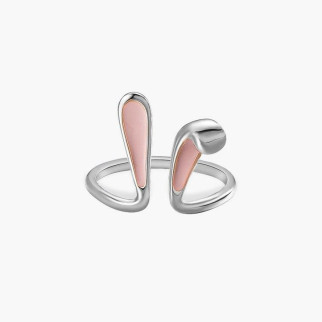 Каблучка для ніжної дівчини срібні заячі вушка каблучка у вигляді рожевого зайчика з вушками регульований - Інтернет-магазин спільних покупок ToGether