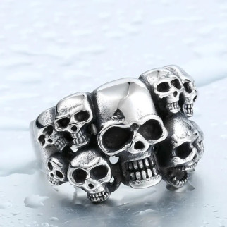 Перстень чоловічий каблучка у вигляді сріблястих черепів регульований - Інтернет-магазин спільних покупок ToGether