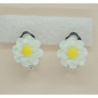 Сережки кліпси дитячі для вух без пробивання квітка Георгіна Біла з жовтою Георгіна - Інтернет-магазин спільних покупок ToGether