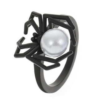 Каблучка перстень жіноча під чорне золото чорний павук з половинкою іск. перлів розмір 16.5 - Інтернет-магазин спільних покупок ToGether