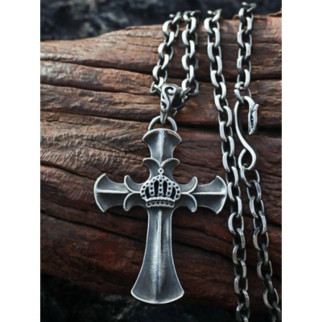 Ланцюжок з кулоном у вигляді давнього середньовічного сталевого хреста Королівської родини - Геральдична корона - Інтернет-магазин спільних покупок ToGether