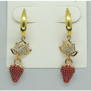 Сережки Liresmina Jewelry сережки європейські Полуниця Кришталеве Цвітіння 4.5 см золотисті - Інтернет-магазин спільних покупок ToGether