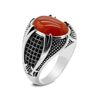 Каблучка з великим каменем рокошний перстень під срібло з червоним каменем р. 20 - Інтернет-магазин спільних покупок ToGether