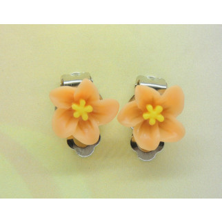 Сережки кліпси дитячі для вух без пробивання квітка Помаранчевий  Жасмин - Інтернет-магазин спільних покупок ToGether