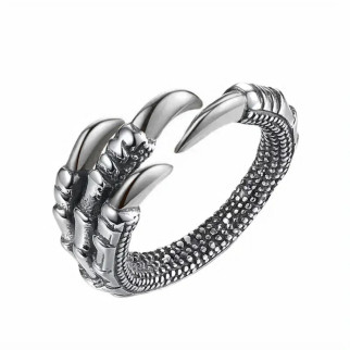 Красива каблучка у формі кігтів срібного дракона каблучка у вигляді сріблястих кігтів рептилії, р регульований - Інтернет-магазин спільних покупок ToGether