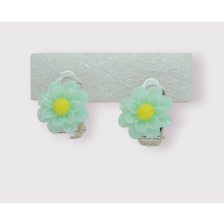 Сережки кліпси дитячі для вух без пробивання квітка Жоржина бірюзова з жовтою - Інтернет-магазин спільних покупок ToGether