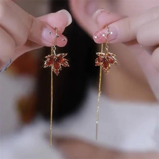 Сережки Liresmina Jewelry модні золотисті сережки з камінням Київський Бурштиновий Клен сережки протяжки - Інтернет-магазин спільних покупок ToGether