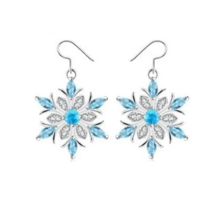 Сережки Liresmina Jewelry модні сріблясті сережки з камінням Ніжні Блакитні Сніжинки - Інтернет-магазин спільних покупок ToGether