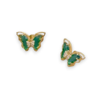 Сережки Liresmina Jewelry модні золотисті сережки з камінням Смарагдові метелики гвоздики пусети - Інтернет-магазин спільних покупок ToGether