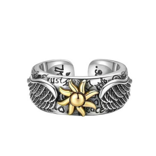 Унікальна каблучка латинський перстень Стародавні символи сонця з крилами розмір регульований - Інтернет-магазин спільних покупок ToGether