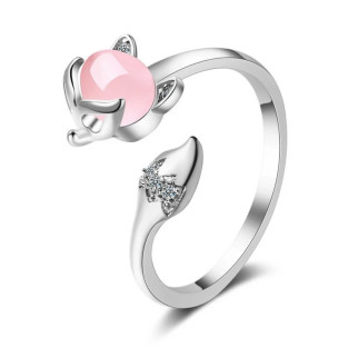Жіноча каблучка лисиця з рожевим каменем Символ хитрості та краси розмір регульований сріблястий - Інтернет-магазин спільних покупок ToGether