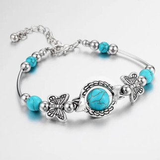 Жіночий браслет Етнічний стиль богемний браслет з натуральної берюзи з метеликами витончений подарунок - Інтернет-магазин спільних покупок ToGether