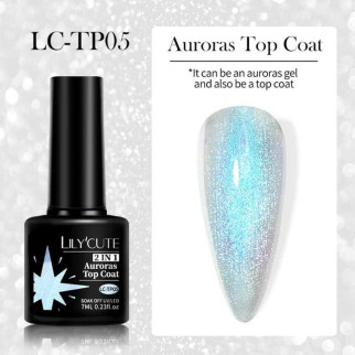 Гель-лак 2в1 Топ і Лак Auroras Top Coat LILYCUTE Soak-Off UV/LED 7 мл LC-TP05 - Інтернет-магазин спільних покупок ToGether