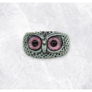 Каблучка сова кумедне колечко у вигляді сови пугача з рожевими очима Night Owl розмір регульований - Інтернет-магазин спільних покупок ToGether