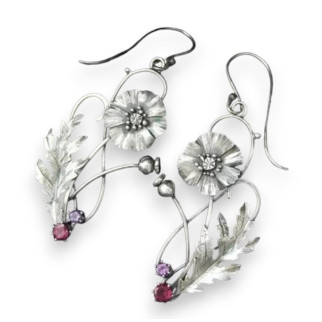 Сріблясті сережки жіночі у формі красивої квітки довгі сережки квіти гачки з візерунками стиль Бохо Anaria - Інтернет-магазин спільних покупок ToGether