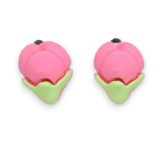 Сережки кліпси для вух без пробивання вуха Liresmina Jewelry "Розкіш Квітів" тюльпани рожеві - Інтернет-магазин спільних покупок ToGether