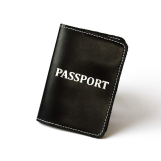 Обкладинка для паспорта "Passport", чорна з посрібленням,біла нитка. - Інтернет-магазин спільних покупок ToGether