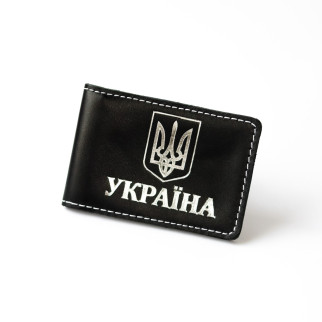 Обкладинка для ID-паспорта "Герб України+Україна",чорна з посрібленням,біла нитка. - Інтернет-магазин спільних покупок ToGether