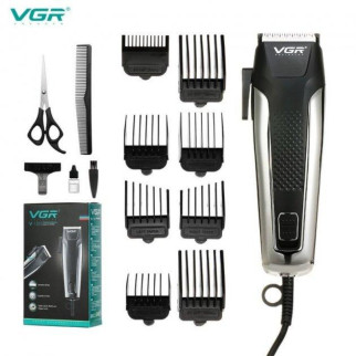 Професійна машинка для стриження волосся 8 насадок VGR V-120 Pro Чорний + Ножиці - Інтернет-магазин спільних покупок ToGether