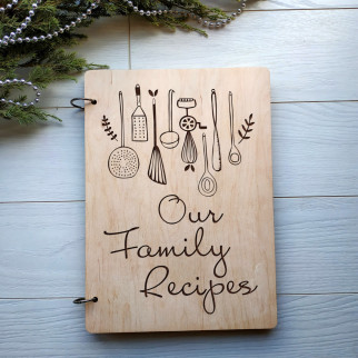 Дерев'яна кулінарна книга «Our Family Recipes» - Інтернет-магазин спільних покупок ToGether