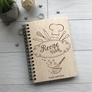 Дерев'яний блокнот для запису кулінарних рецептів на пружині - Інтернет-магазин спільних покупок ToGether