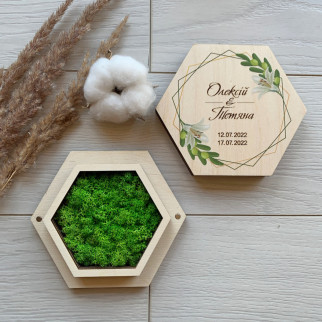 Весільна коробочка для обручок з салатовим мохом та оливковим принтом - Інтернет-магазин спільних покупок ToGether