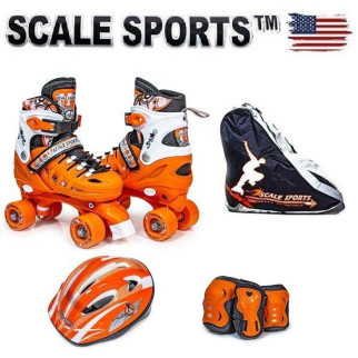 Комплект квадів з захистом і шоломом Scale Sport Оранжевий (розмір 29-33) + сумка - Інтернет-магазин спільних покупок ToGether