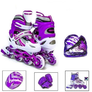 Дитячий комплект ролики із захистом та шоломом LED Power Champs Фіолетовий (розмір 34-37) + сумка - Інтернет-магазин спільних покупок ToGether