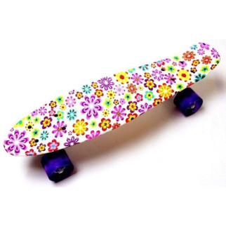 Пені Борд Penny Board 22" Violet Flowers Фіолетові Квіти (Світяться колеса) - Інтернет-магазин спільних покупок ToGether