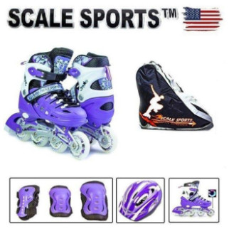 Набір роликів із захистом Scale Sports LED Фіолетовий (розмір 34-37) + сумка - Інтернет-магазин спільних покупок ToGether