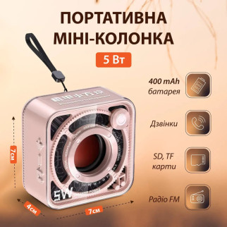 Колонка блютуз портативна міні динамік 5 Вт з Bluetooth акумуляторна / TF-карта Рожевий - Інтернет-магазин спільних покупок ToGether