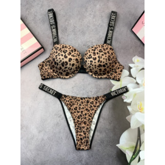 Комплект жіночий Victoria's Secret Model Rhinestone двійка топ+трусики леопард - Інтернет-магазин спільних покупок ToGether