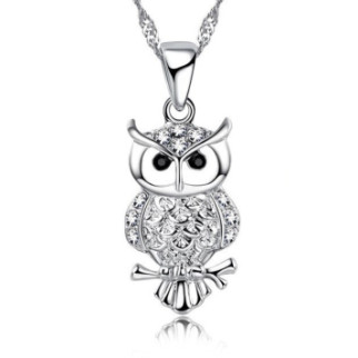 Кулон на ланцюжку Liresmina Jewelry Срібна сова вкрита фіанітами 2.3 см срібна - Інтернет-магазин спільних покупок ToGether