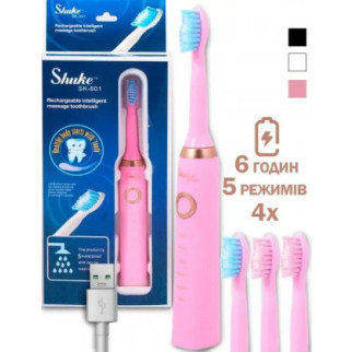 Електрична зубна щітка Shuke SK-601 акумуляторна Рожева - Інтернет-магазин спільних покупок ToGether