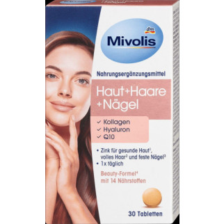 Вітаміни Mivolis з колагеном, гіалуроновою кислотою, біотином та коензимом Q10 для Волосся + Шкіри + Нігтів, 30 шт. - Інтернет-магазин спільних покупок ToGether